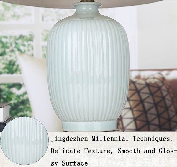 Winter Melon Shaped Celadon Porcelain Lamp