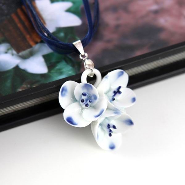 Three Plum Flowers Porcelain Pendants