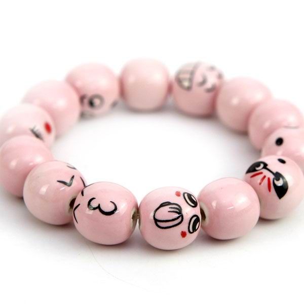Pearl Porcelain Bracelet With Funny Painted Emotions