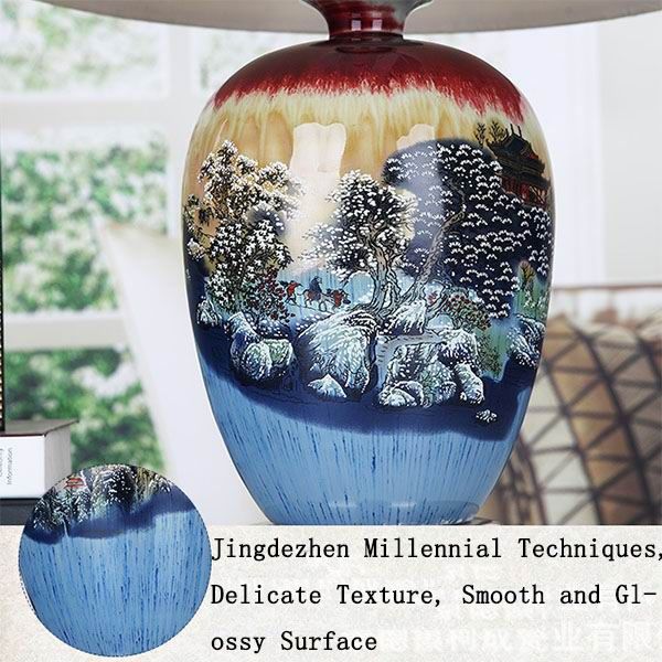 Color Glazed Porcelain Lamp Painted Snow Scenes