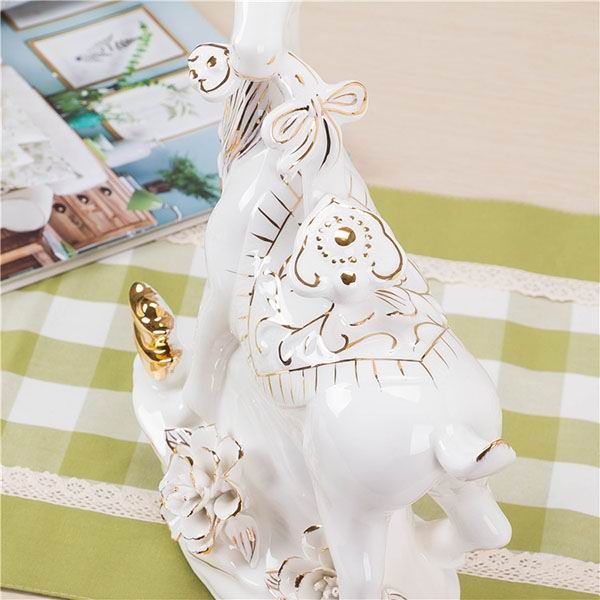 Goat and Shoeshaped Gold Ingot Porcelain Figurines With Gold Outline