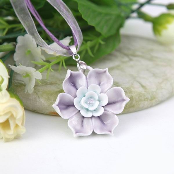 Lotus Flower Porcelain Pendants