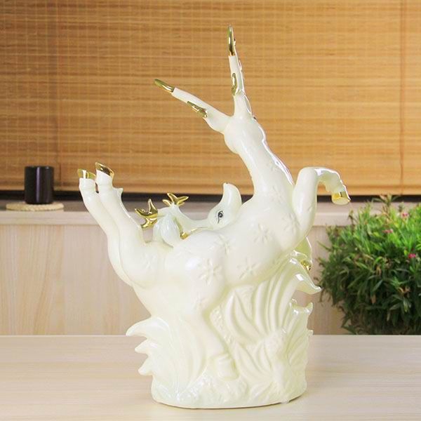 Pair of Deer Porcelain Figurines for Home Decorations and Gifts