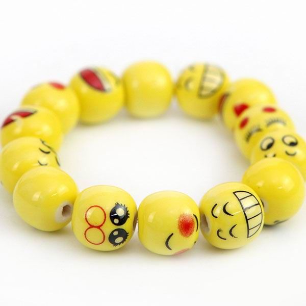 Pearl Porcelain Bracelet With Funny Painted Emotions