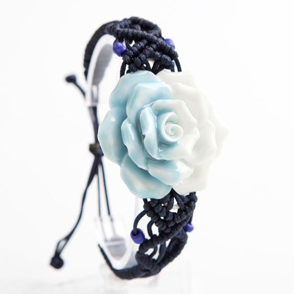 Bi-Color Rose Flower Porcelain Bracelet