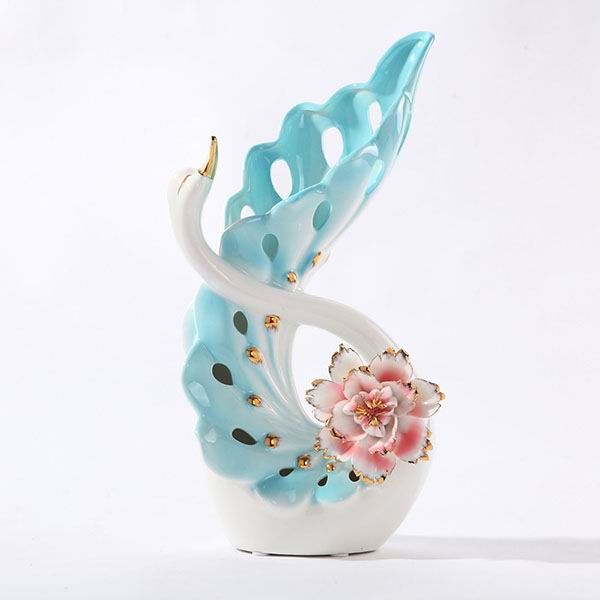 Porcelain Swan Couple Lovers Figurines