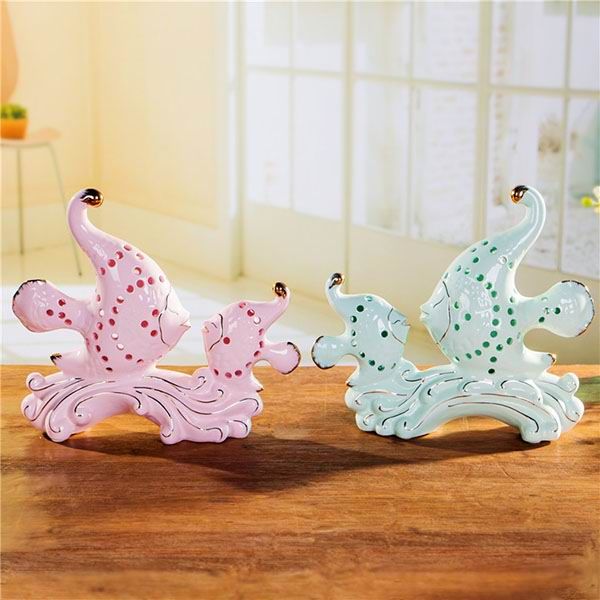 Tropical Fish Porcelain Enamel Figurines for Home Decorations and Gifts