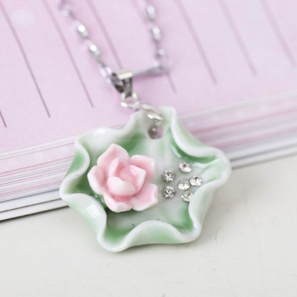 Magnolia Flower Porcelain Pendants