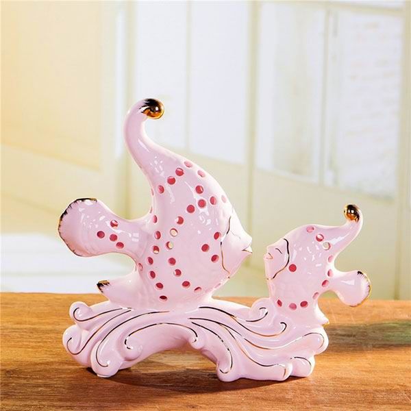 Tropical Fish Porcelain Enamel Figurines for Home Decorations and Gifts