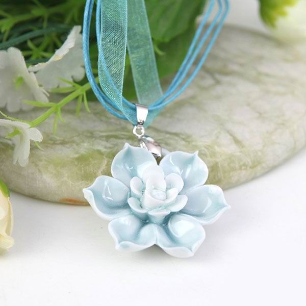 Lotus Flower Porcelain Pendants