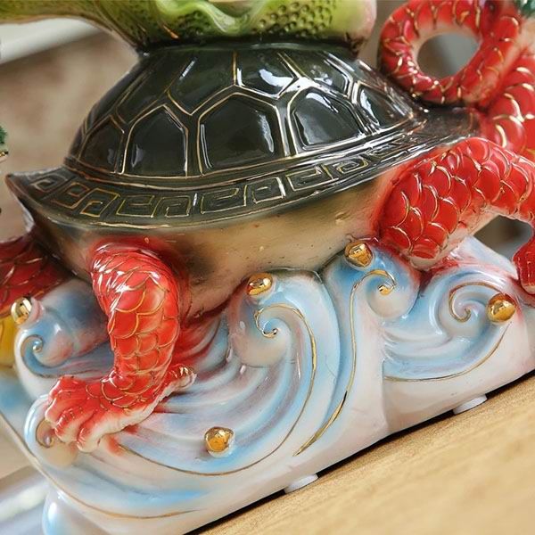 Chinese Dragon Turtle and Cabbage Porcelain Figurines for Home Decorations and Gifts
