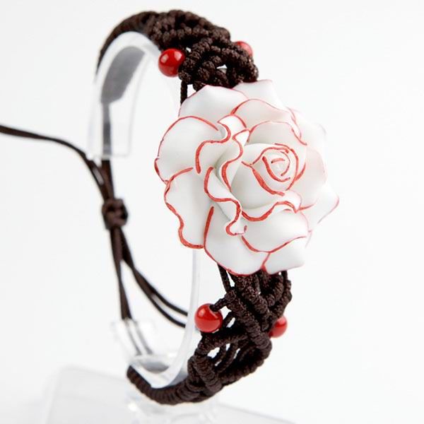 Rose Flower Porcelain Bracelet