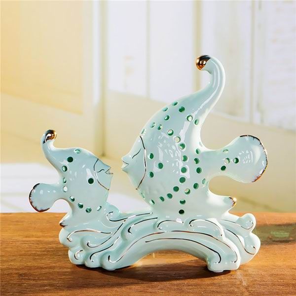 Tropical Fish Porcelain Enamel Figurines for Home Decorations and Gifts