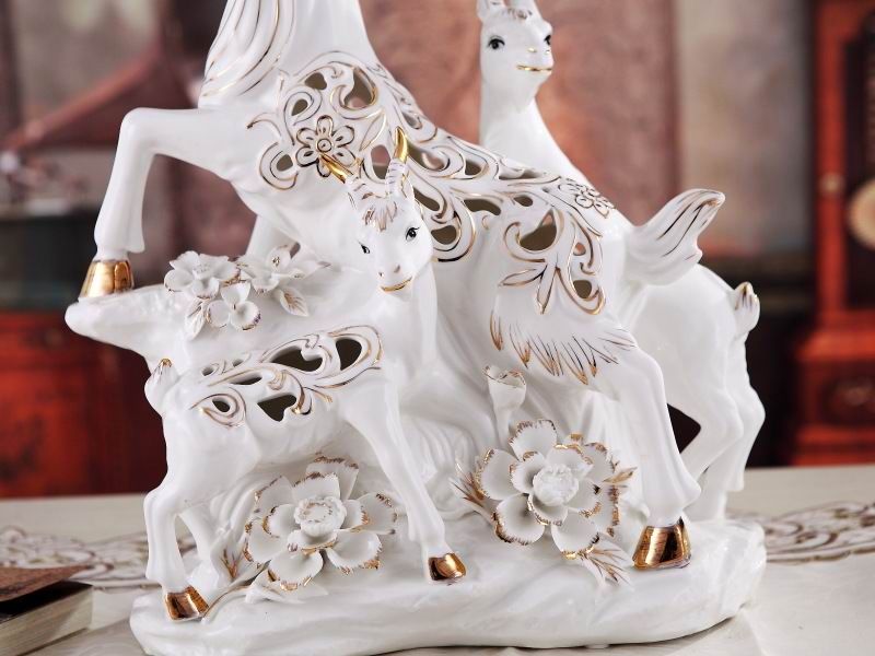 Three Rams Bring Bliss Porcelain Figurines