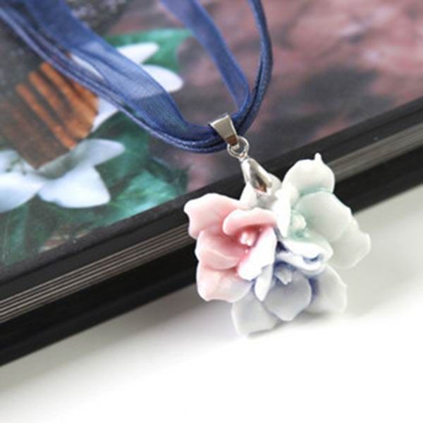 Tri-Color Flower Porcelain Pendants