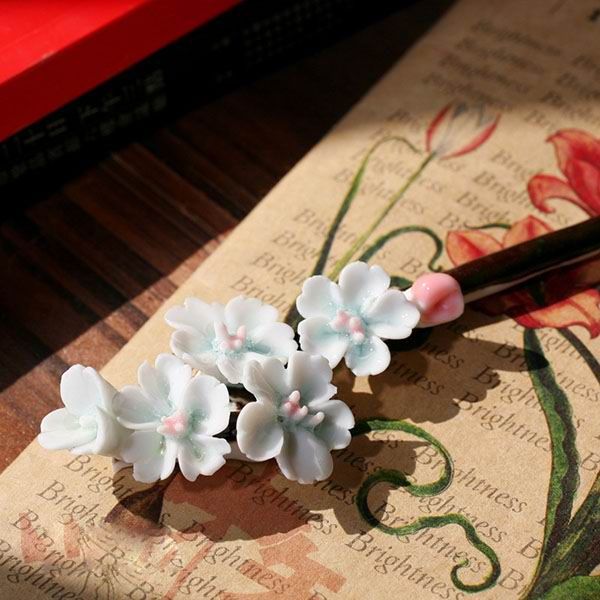 Plum Flower Porcelain Hairpins
