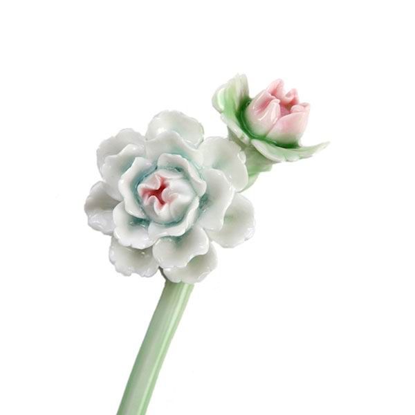 Peony Flower Porcelain Hairpins
