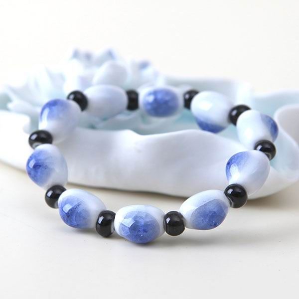 Crackle Glazed Drop Shaped Pearl Porcelain Bracelet