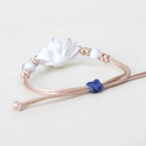 Frosted Lotus Flower Porcelain Bracelet