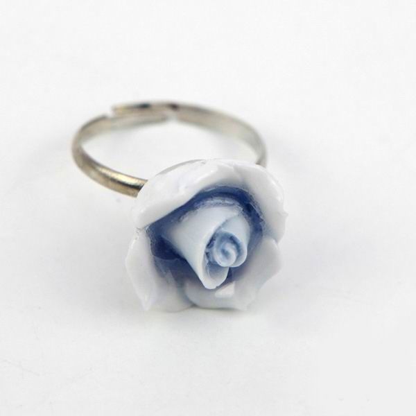 Rose Flower Porcelain Finger Rings