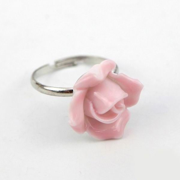 Rose Flower Porcelain Finger Rings