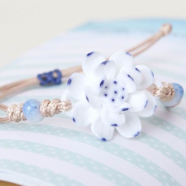 Frosted Lotus Flower Porcelain Bracelet