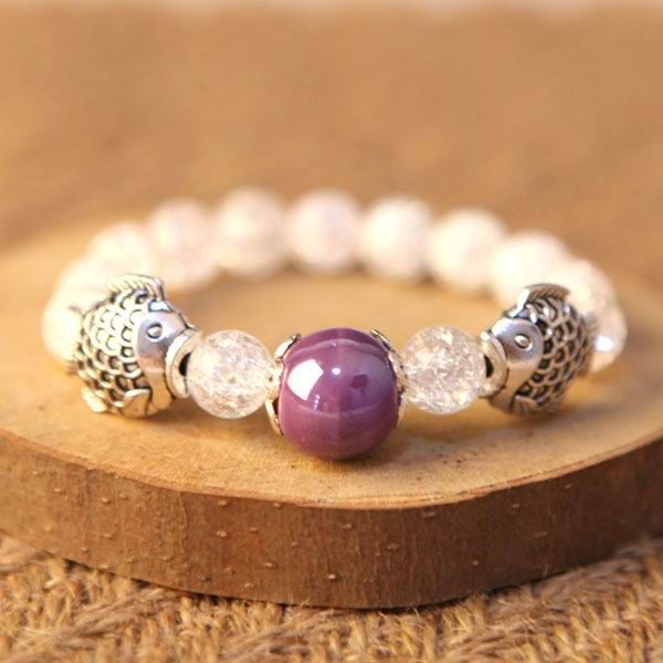 Candy Colored Pearl Porcelain Bracelet With Crystal