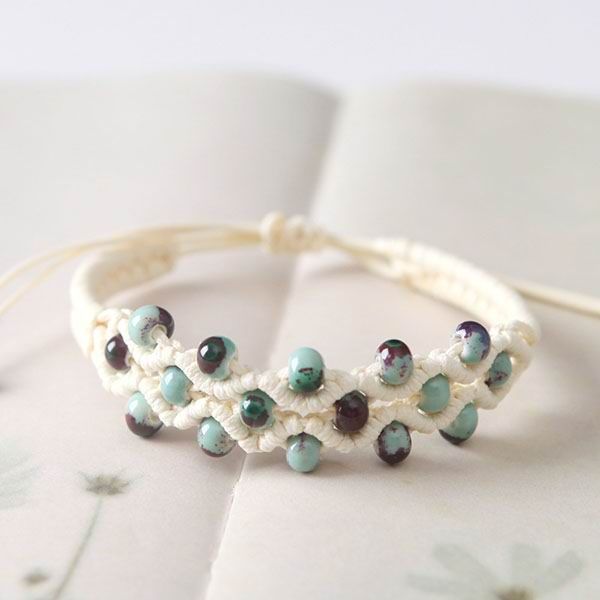 Three-Strand Color Glazed Pearl Porcelain Bracelet