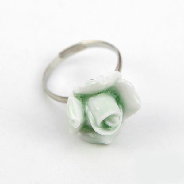 Rose Flower Porcelain Finger Rings