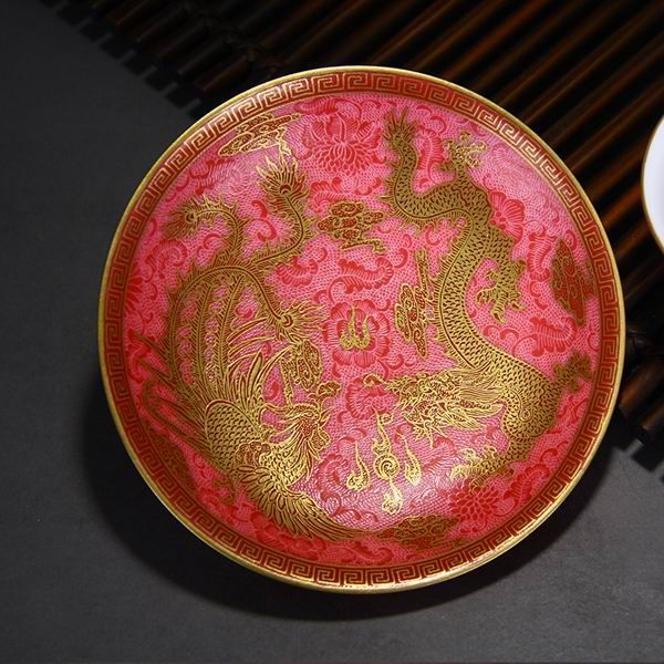 High Quality Handmade Carmine Red Glaze Dragon and Phoenix Bringing Prosperity Vintage Yongzheng Qing Dynasty Porcelain Tea Cup