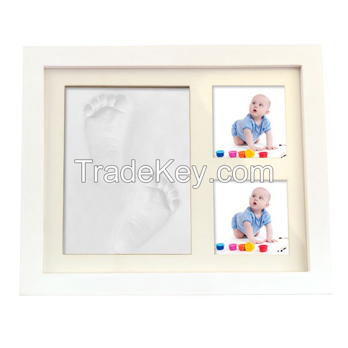 New design wall art decor baby 12 month photo frame baby footprint and handprint