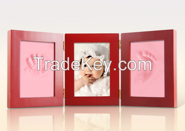 Baby Souvenir Factory supply handmade baby photo frame with clean-touch inkpad