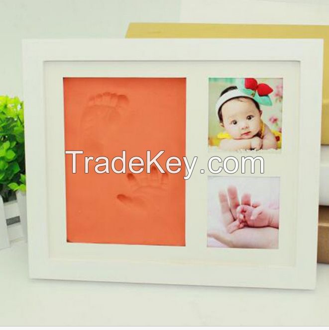 New design wall art decor baby 12 month photo frame baby footprint and handprint