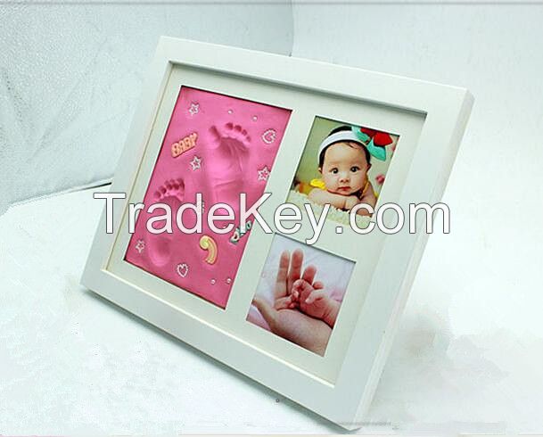 New design wall art decor baby 12 month photo frame baby footprint and handprint