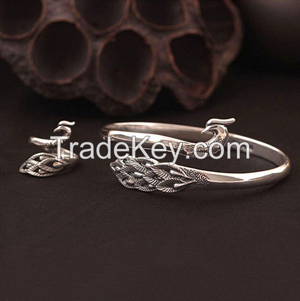 Phoenix silver 925 ring, gift for her, Sterling Silver Spoon Ring, Phoenix Tails, Phoenix feather, Petite Ring, Adjustable Ring Size, retro