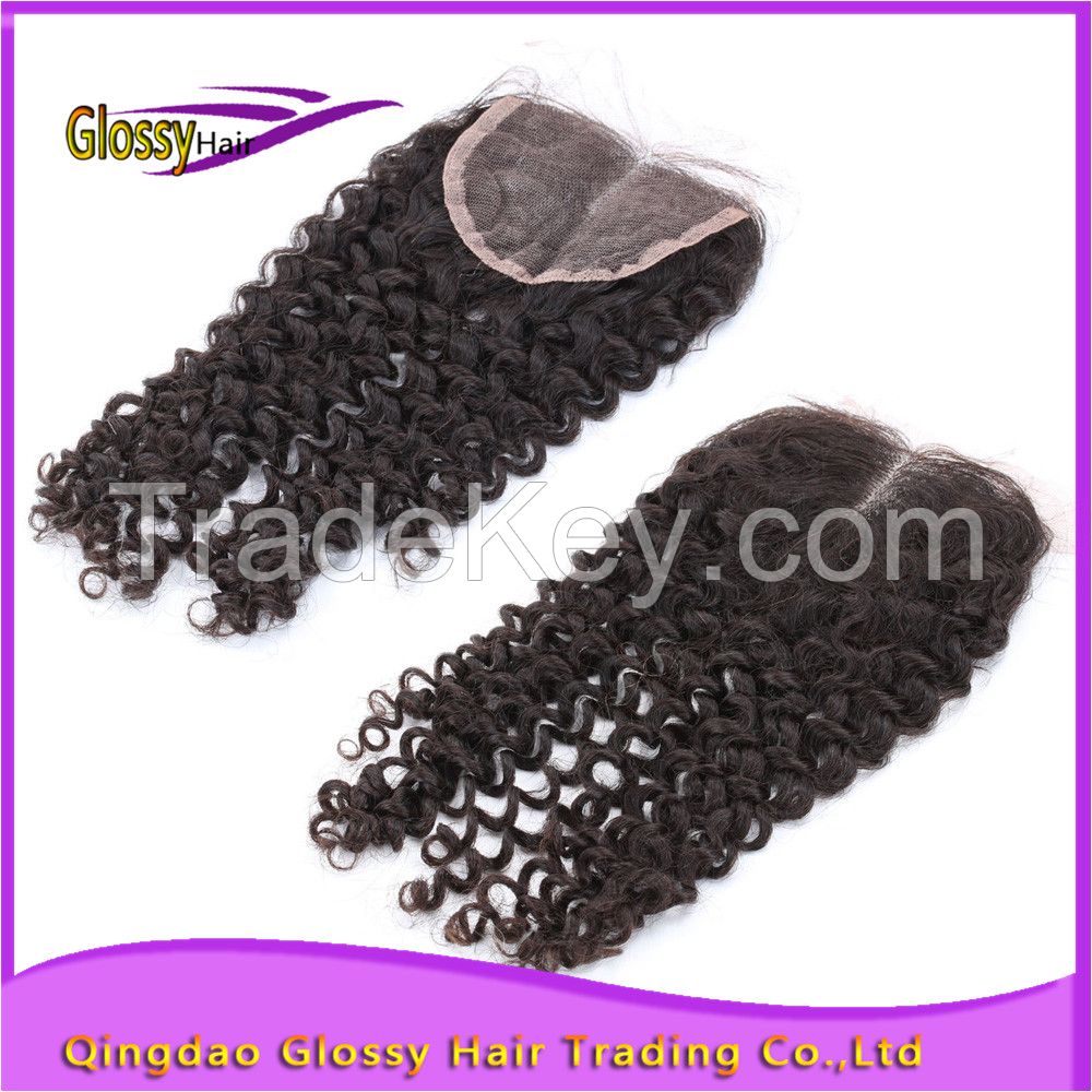 100% virgin brazilian hair lace top closure with middle part
