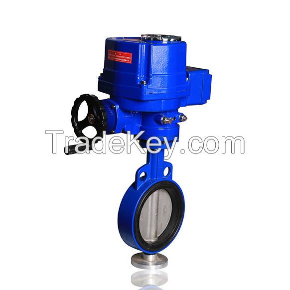 Motorized Butterfly Valve Wafer Flange Ends DC24V AC220V On-off or 4-20mA