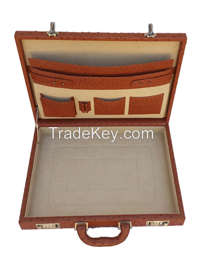 OSTRICH LEATHER EMBOSSED BRIEFCASE