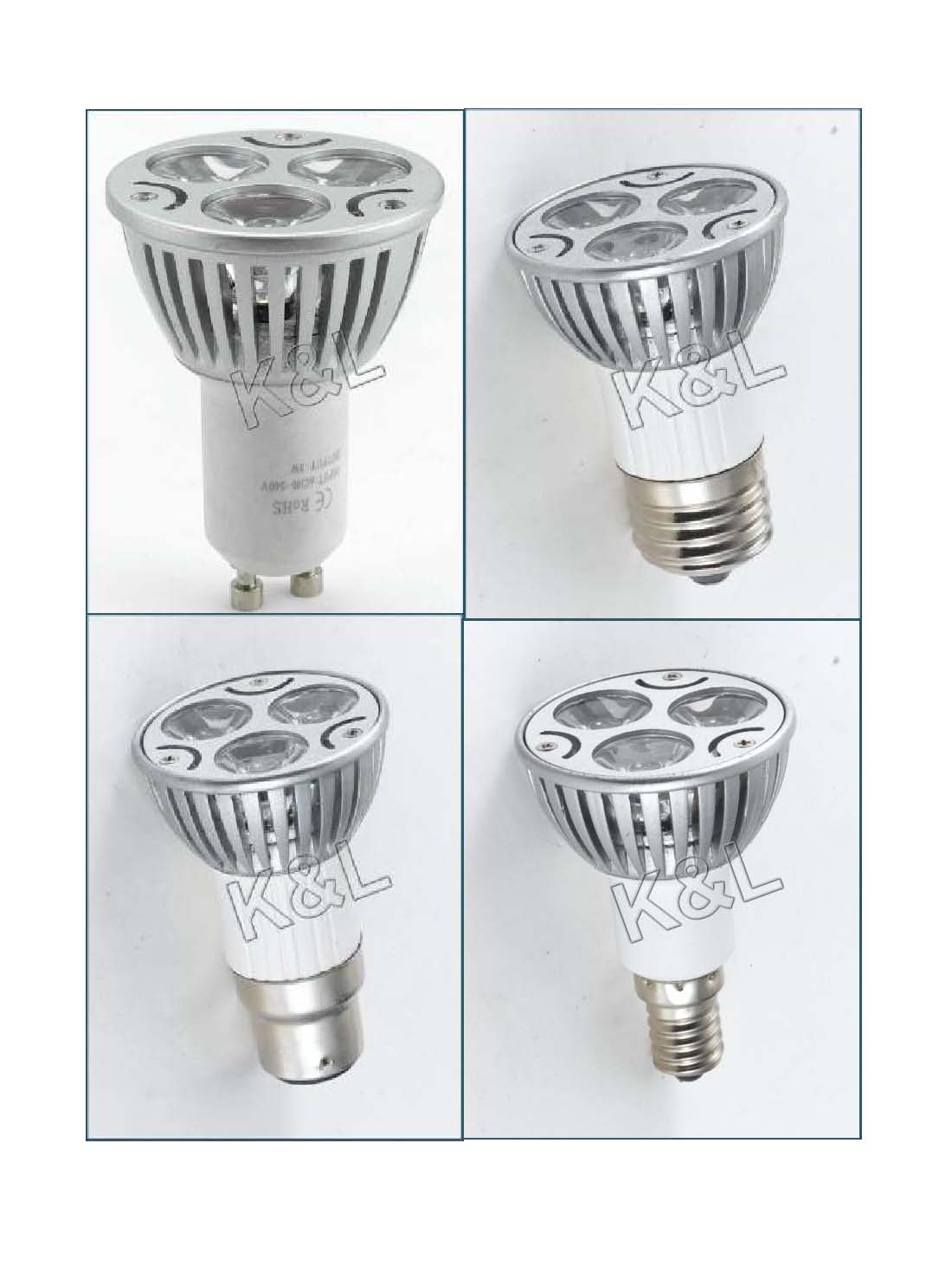 High power LED lamp 3*1W-MR16-GU10/E14/E26/E27/B22