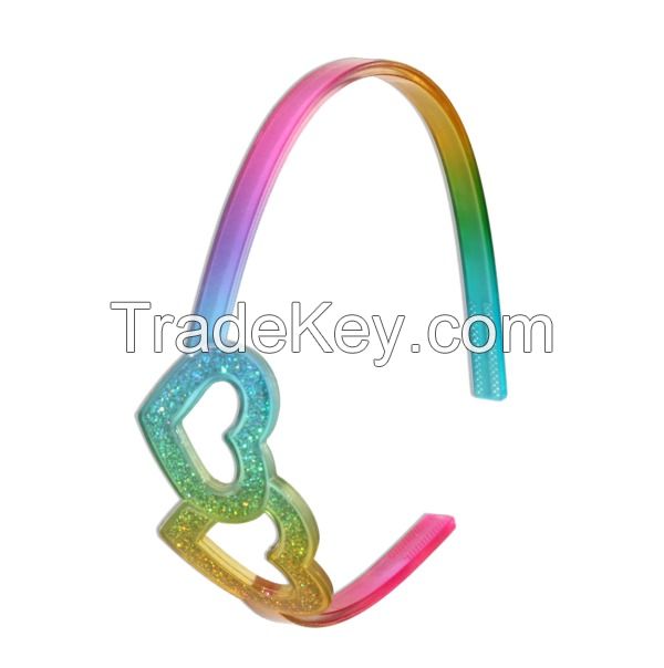 2 Heart Rainbow Headband