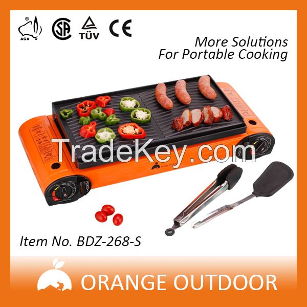 double burner portable camping butane gas stove, portable gas stove