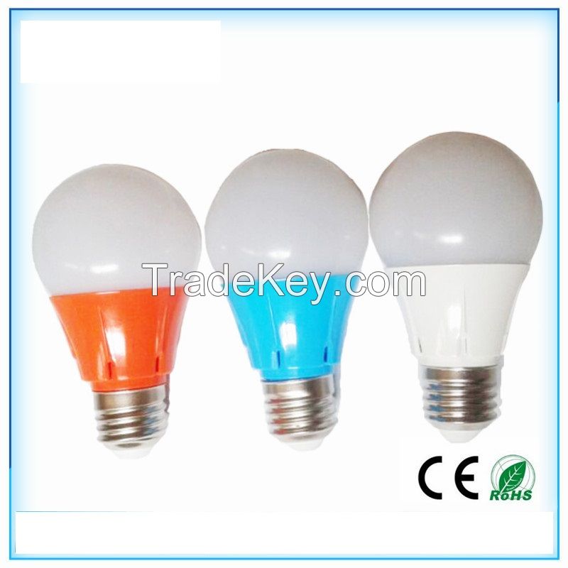 3w 5w 7w multicolor plastic led lights for home e27 led bulb