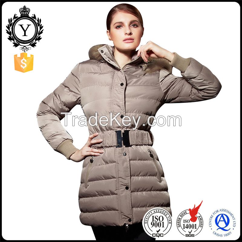 2016 COUTUDI Windproof Quilted Fashion Stylish Mid-thigh Length Long Puffer Fur Best Sale Goose Down Parka Women's