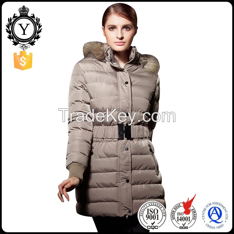 2016 COUTUDI Windproof Quilted Fashion Stylish Mid-thigh Length Long Puffer Fur Best Sale Goose Down Parka Women's