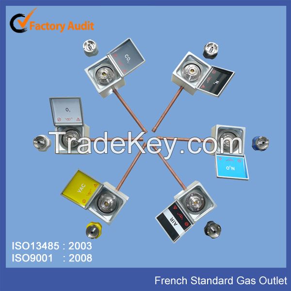 Different kinds of full Brass type gas outlets for medical gas