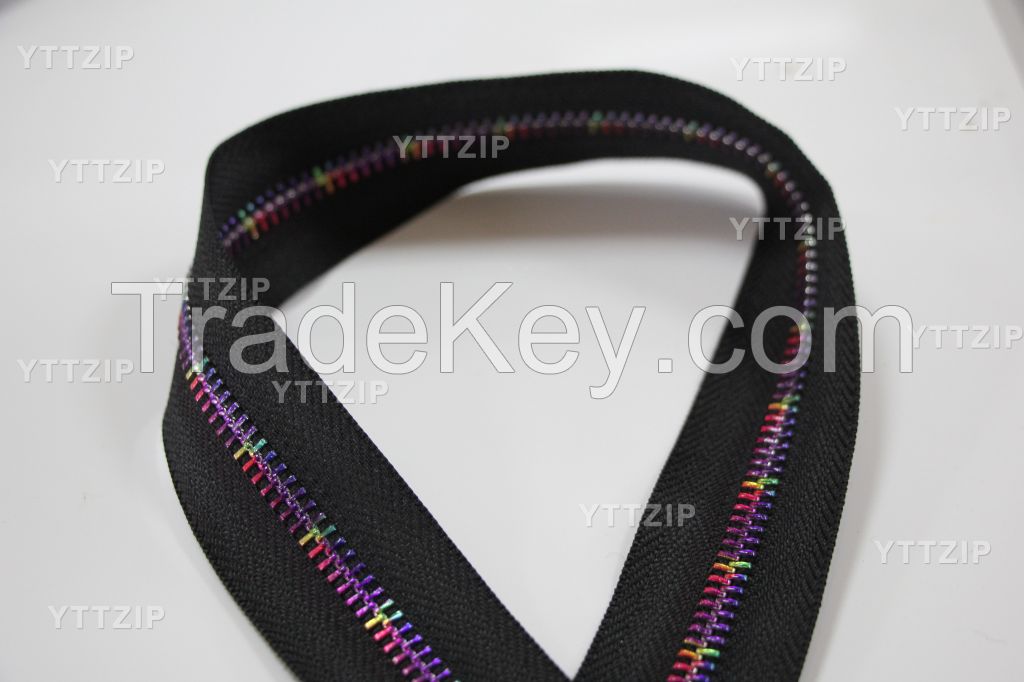 5# metal zipper with plated candy color teeth