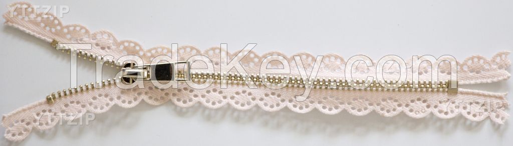 3# lace 5# Metal zipper 2 way close ended