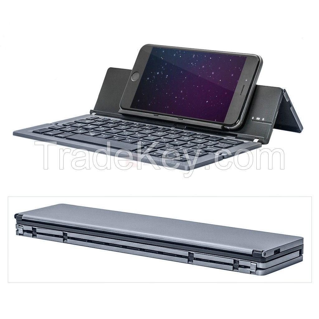 Foldable Bluetooth Keyboard for iPad iPhone Android Phones Tablets - Gray 
