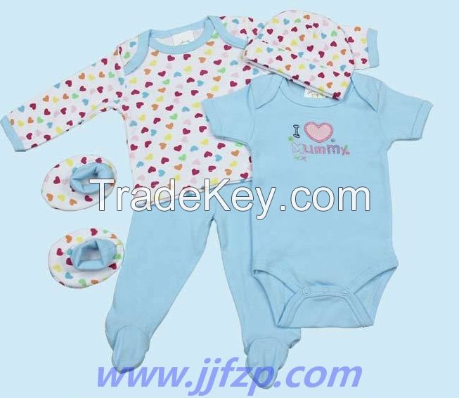 5pcs 100% cotton newborn baby gift set