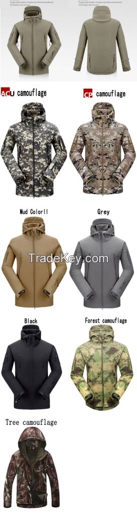 mens outdoor fleece lined cheap hooded softshell jacket